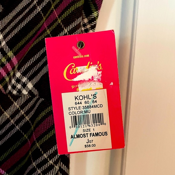 ⭐️NWT⭐️Candie’s brown plaid dress, juniors size 1 - Picture 3 of 3